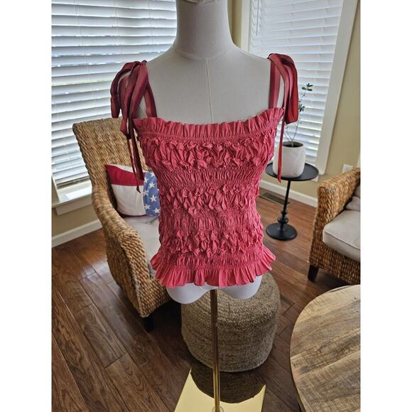 Ulla Johnson Ayan Smocked Top Women's Size 12 NWT Handmade Designer - Picture 1 of 14